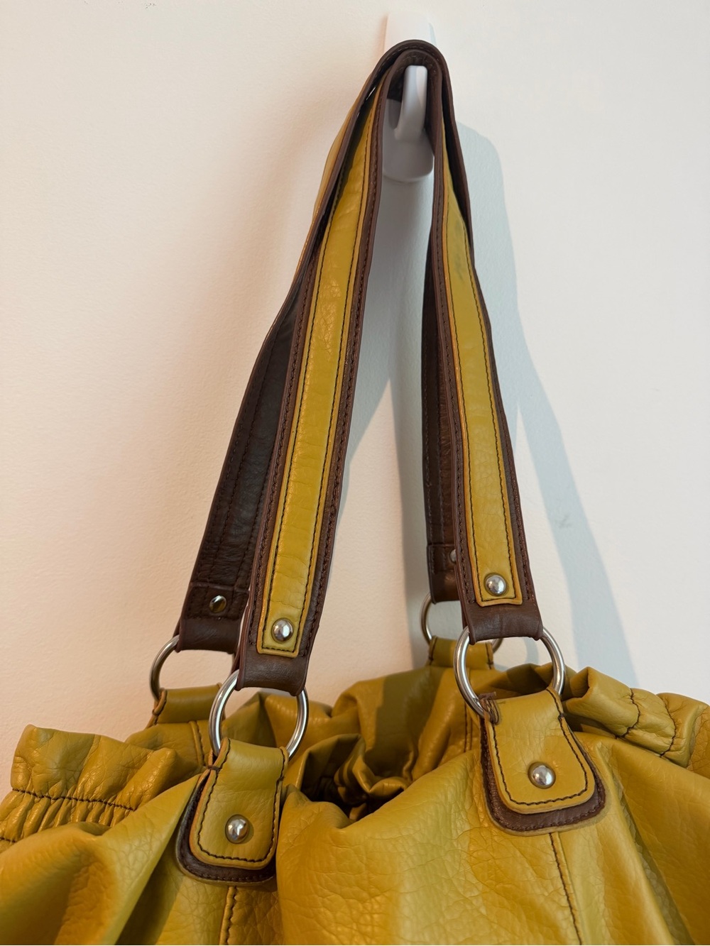 Everyday Mustard Shoulder Tote with Dual Zip Accents - Picture 4 of 5